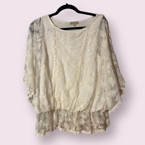 Democracy Size Large white lace top